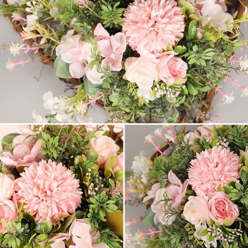 Spring Heart-shape Wreath Vine Flowers Design Indoor Outdoor Summer Decoration