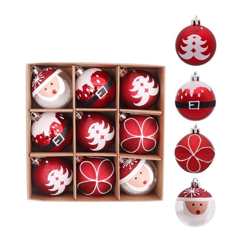 9pcs 6cm Plastic Ball Christmas Ornament Xmas Tree Hanging Pendant Desktop Decor