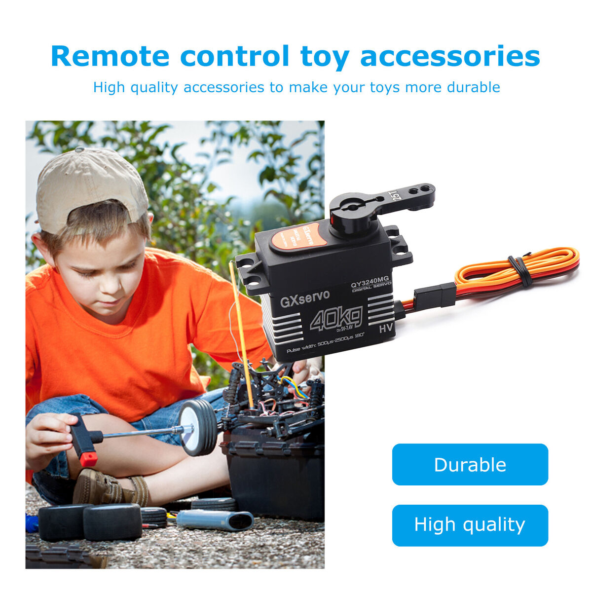 Waterproof 40kg Metal Gear Digital Servo Kits for DIY 1/8 1/10 RC Car Robot