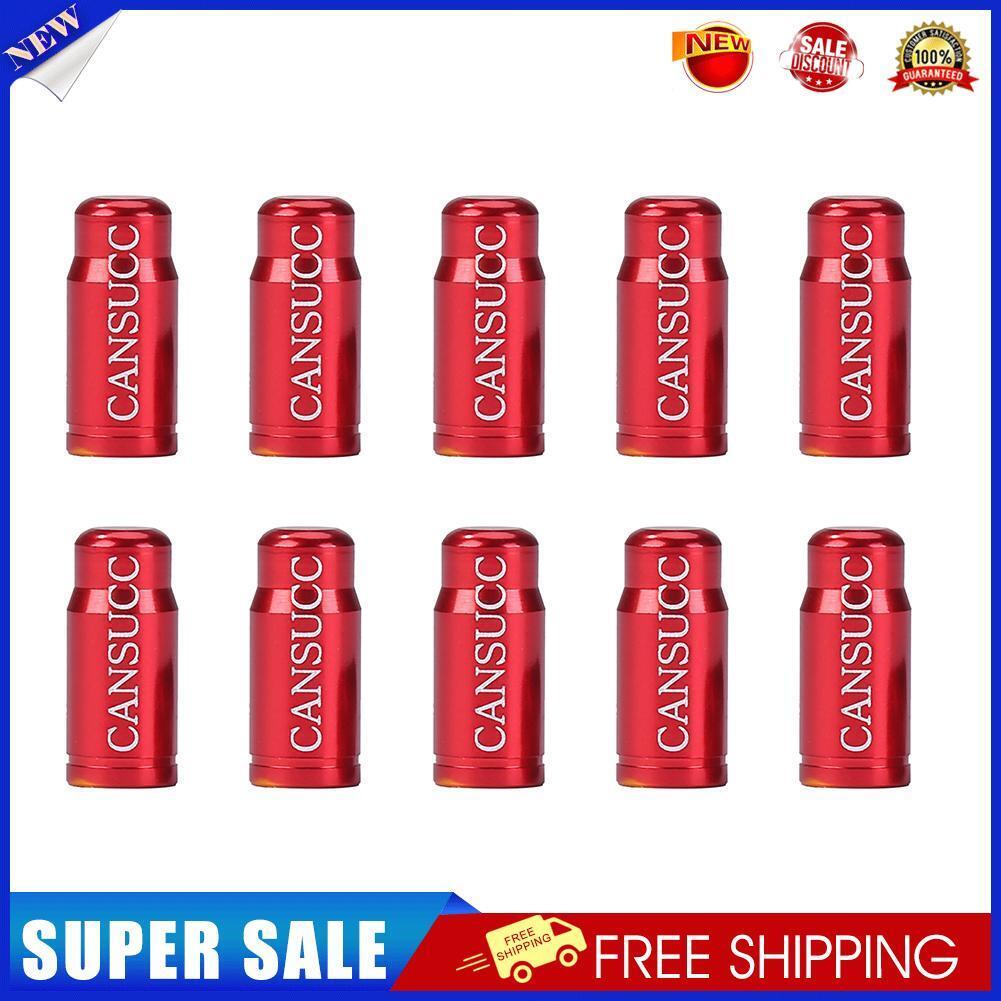 10pcs Aluminum Bicycle Tyre Tire Presta Valve Stem Caps Dust Covers (Red)