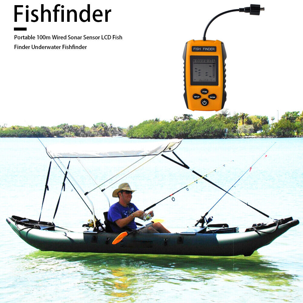 Portable 100m Wired Sonar Sensor LCD Fish Finder Underwater Fishfinder