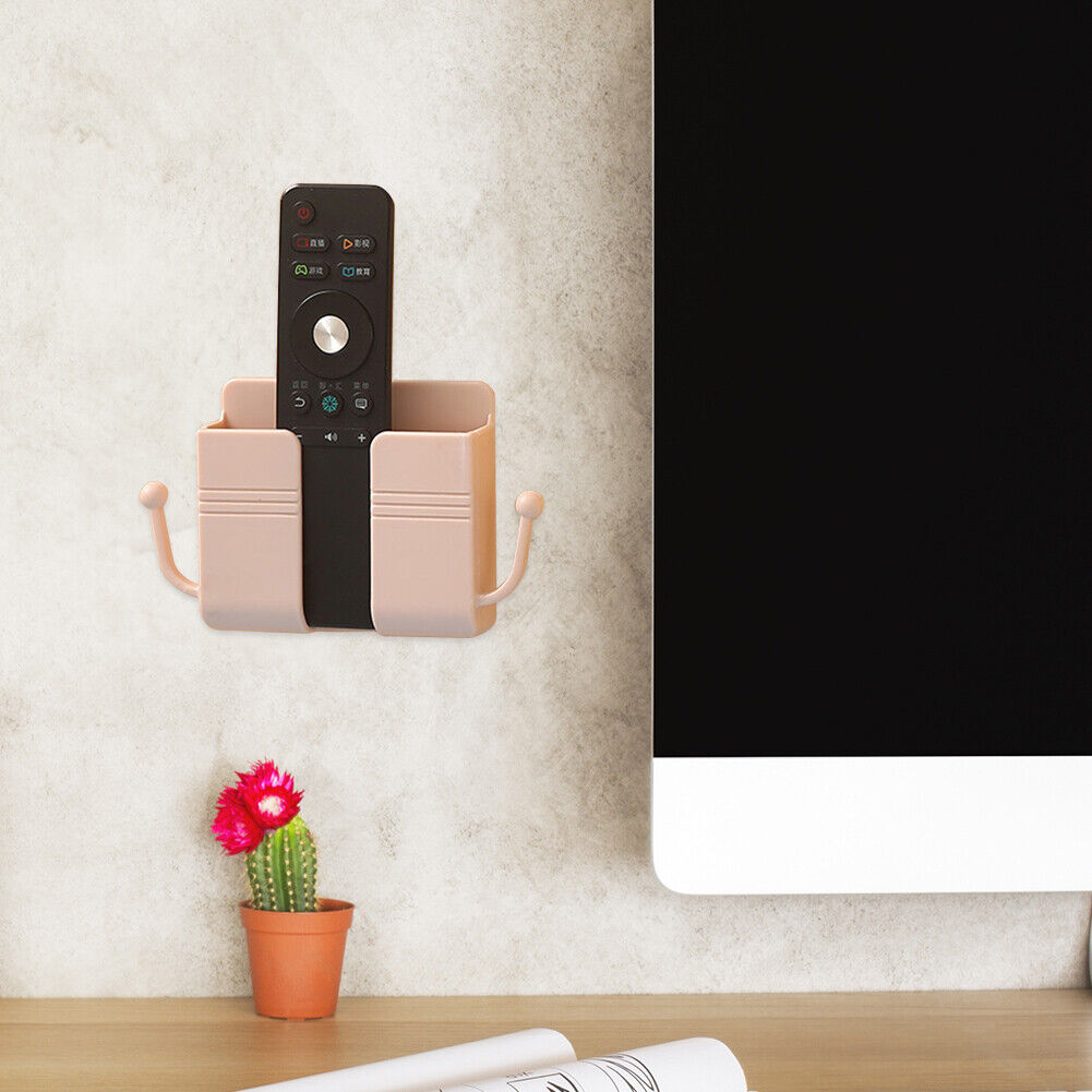 Adhesive Remote Control Mobile Phone Charging Plug Organizer Rack (Pink)