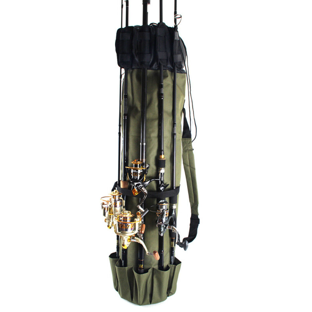 Fishing Rod Bag Oxford Cloth Reel Pole Tackle Storage Carrier Case (Green)