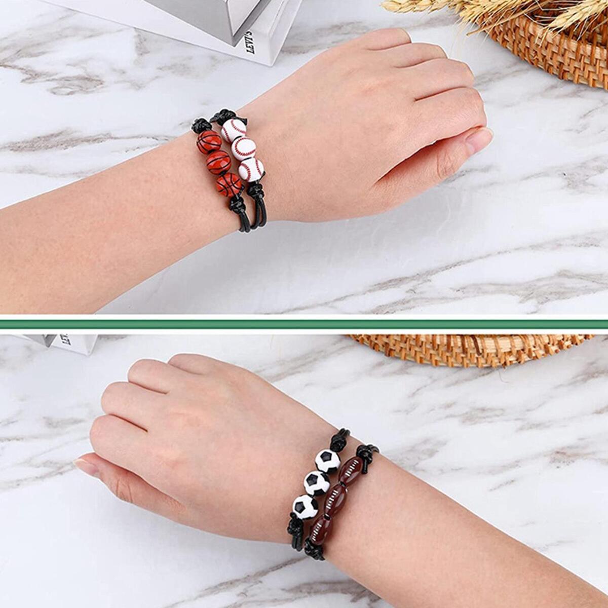 10 Pieces Braided Bracelets Wristband Soccer Football Jewelry for Girls Boys