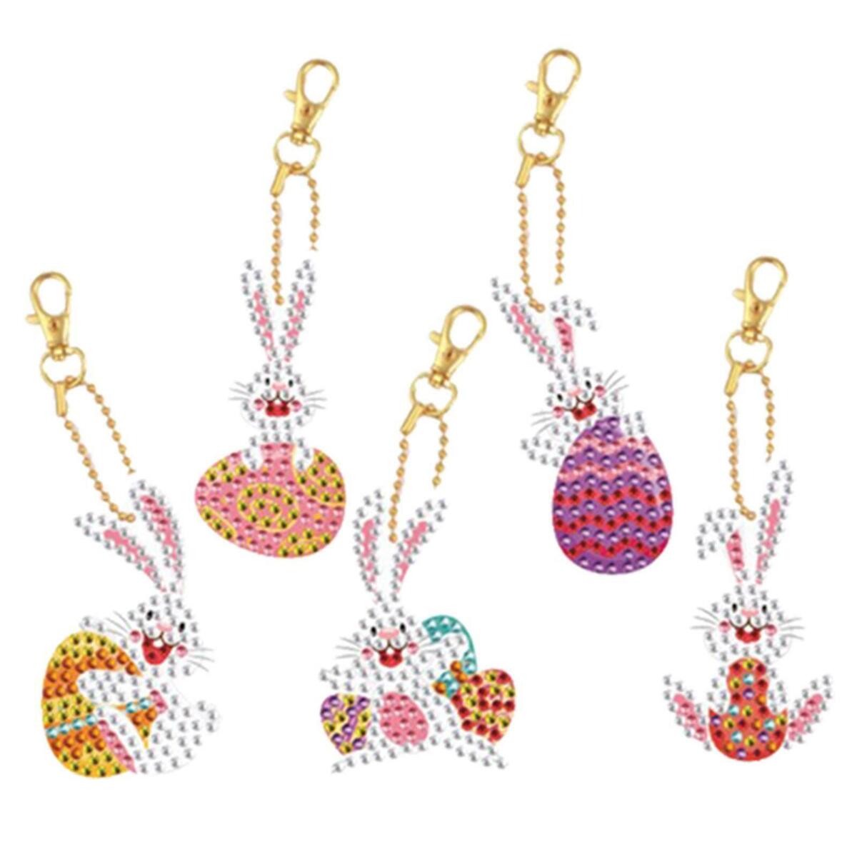 9 Count DIY Easter Egg Bunny  Keychains Set Hanging Ornament