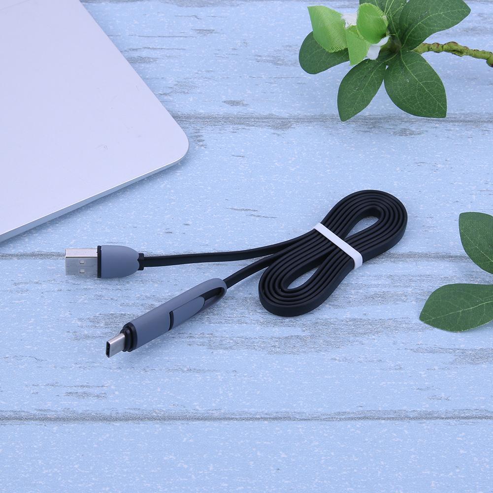 2 in 1 Micro USB+Type-C Sync Data and Charging Cable for Android (Black)
