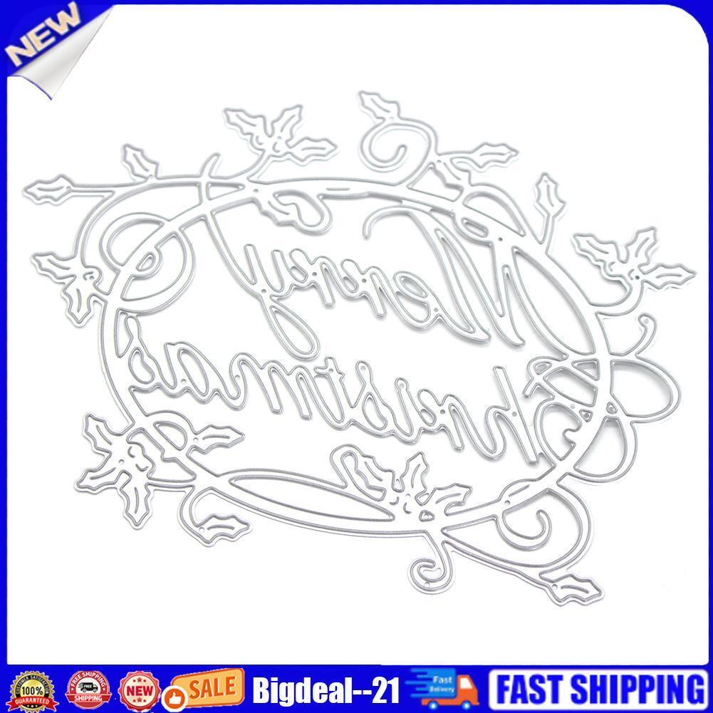Christmas Words Cutting Die Stencil Scrapbooking Card Template DIY Craft