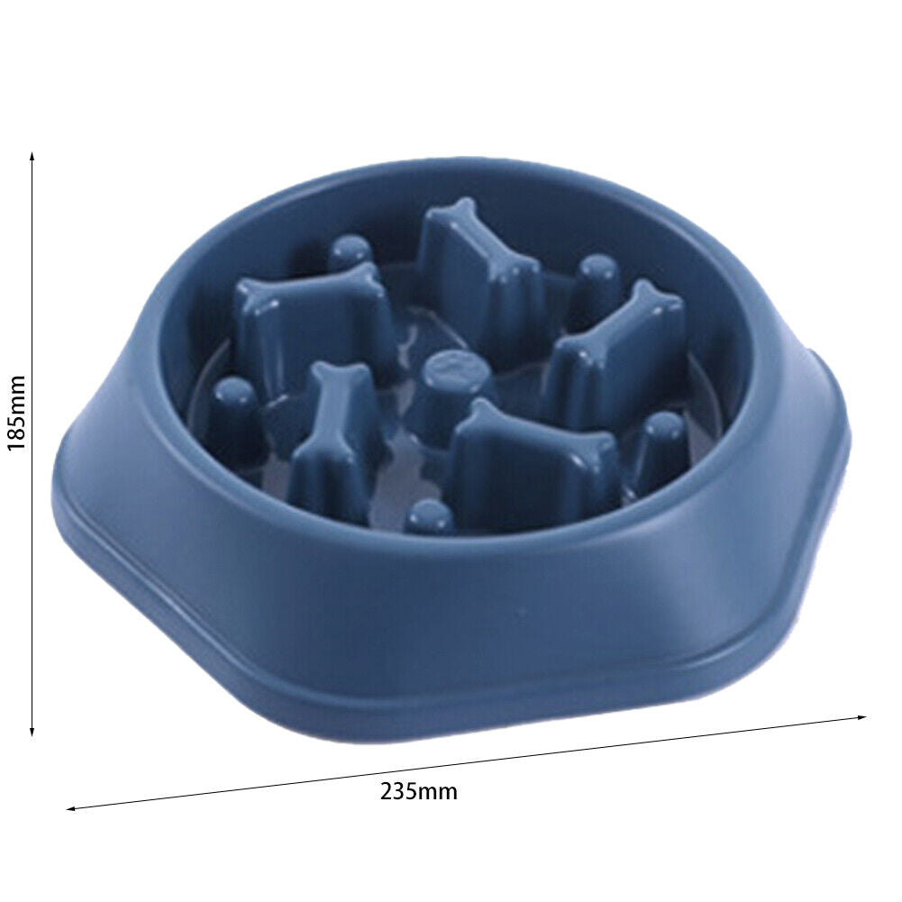 Pet Slow Eating Dish Cat Dog Anti Choking Puppy Feeder Food Bowl (Blue)