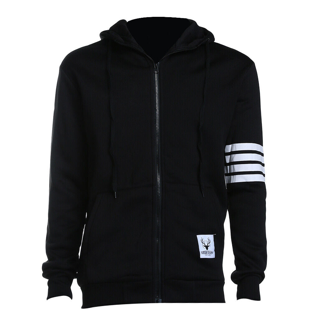 New Fashion Sweatshirt Leisure Men Hooded Casual Zipper Autumn Jacket(2XL)-