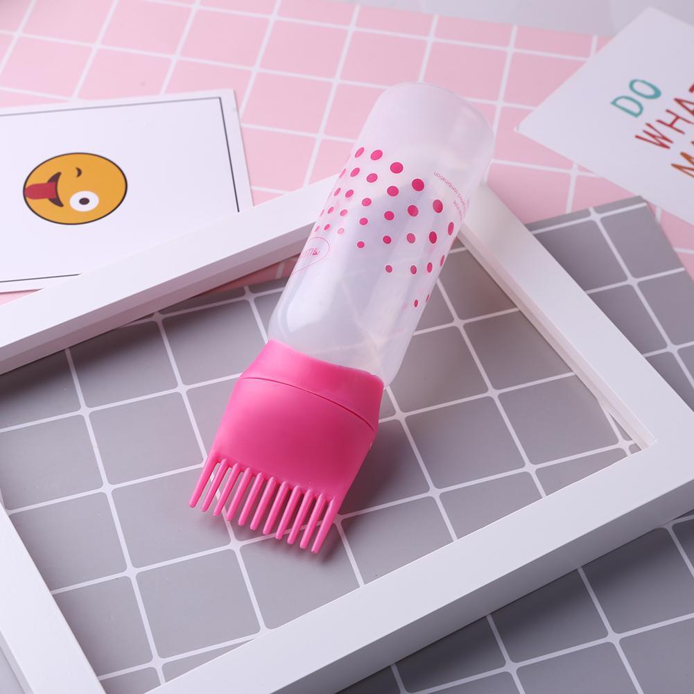 50oz Empty Hair Dye Applicator Brush Bottle Color Dispensing Comb (Pink)