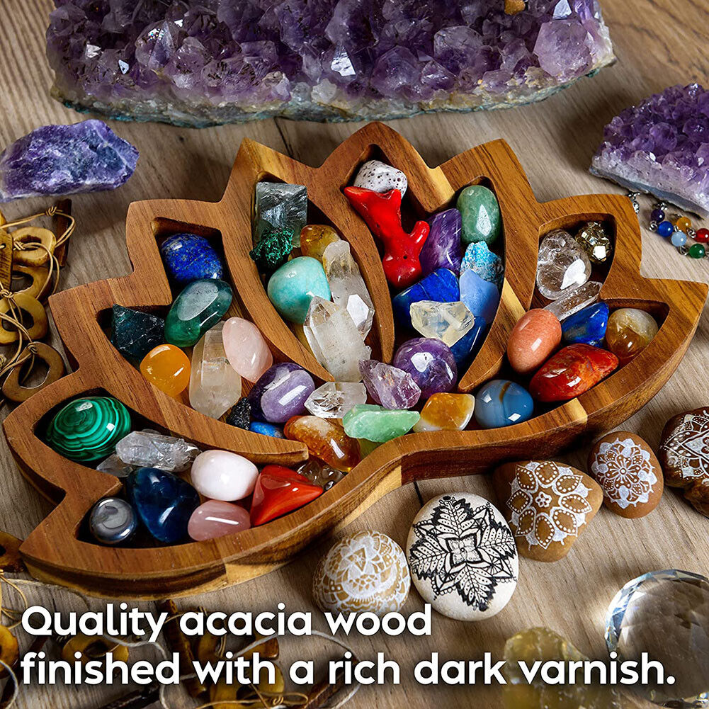 Crystal Display Holder Lotus Shaped Healing Stones Tray Desktop Organizers