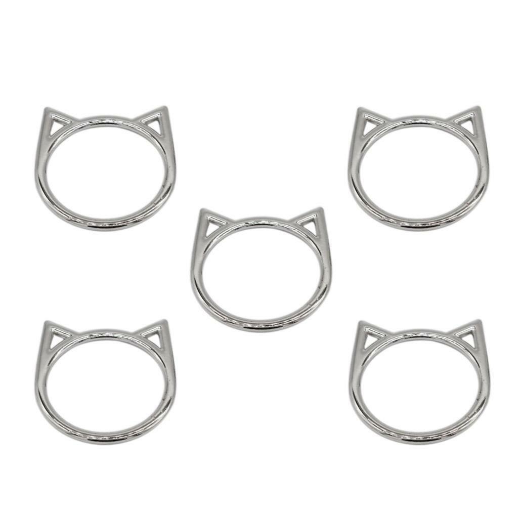 5Pcs Fashion Sliver Cat Rings for DIY Charms Leather Necklace Leg Rings