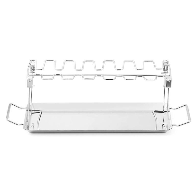 BBQ Chicken Leg Wing Grill Rack 14 Slots Chicken Leg Roaster Stainless Steel