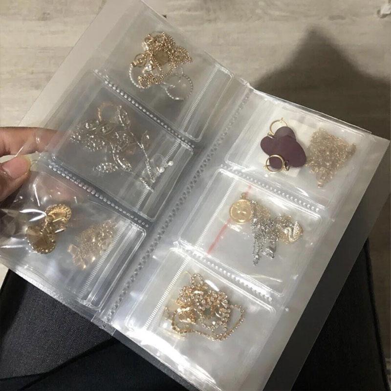 PVC Ziplock Bags Thickened Clear Jewelry Earrings Storage Bags with Storage Book
