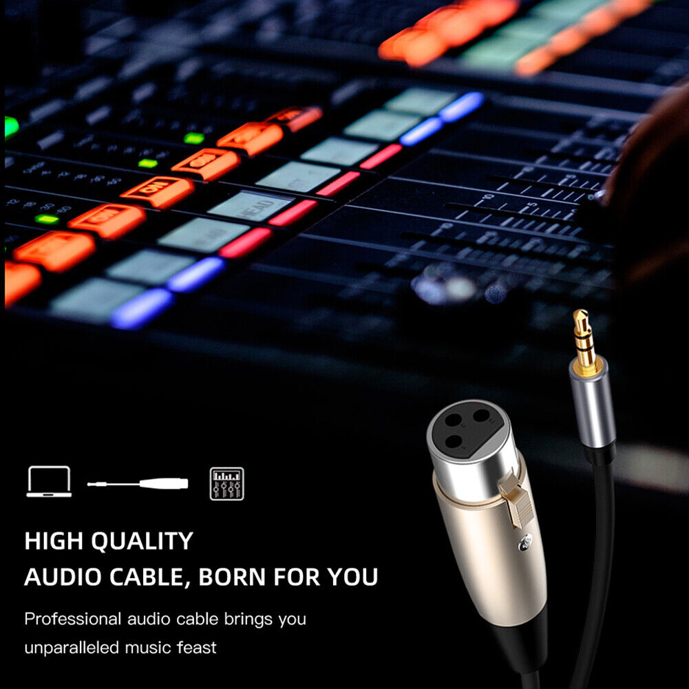 3.5mm Jack XLR 1.5m Male to Female Audio Extension Cable Headphone Splitter