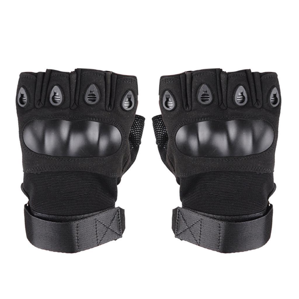 2Pairs Half Finger Gloves Hard Knuckle Combat Non- Sport Driving Gloves