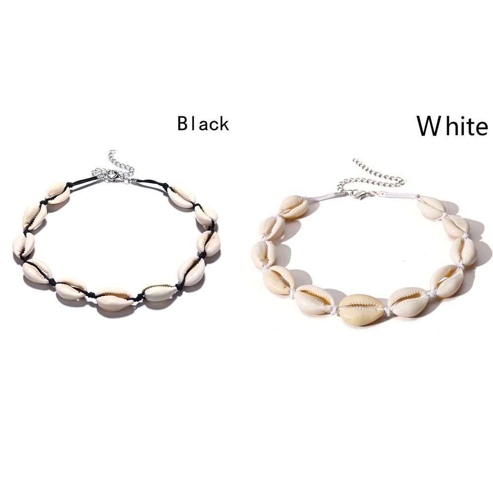 Beach Bohemia Women Choker Boho Natural Cowrie Shell Necklace Braided Handmade