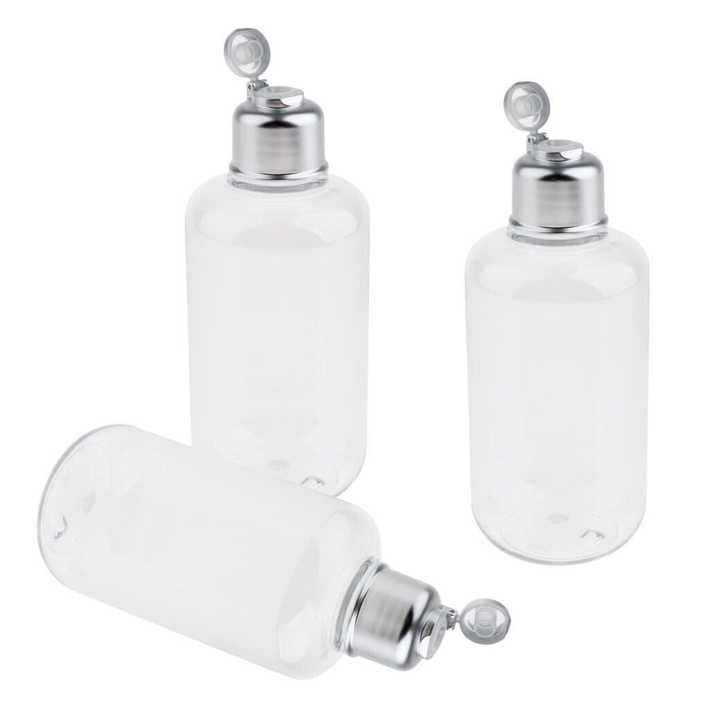 3Pcs Clear Plastic Refillable Bottles Electroplated    Container 300ml