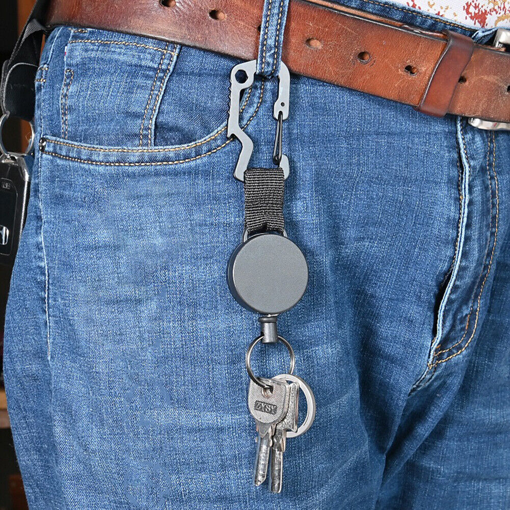 Retractable Elastic Wire Rope Outdoor Camping Burglar Anti-lost Keychain