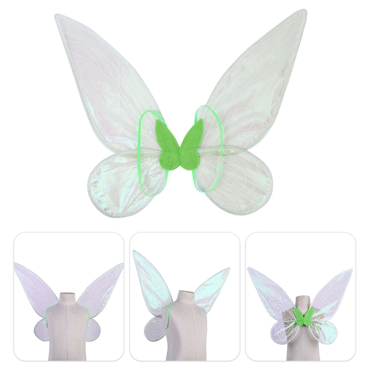 Kids Girls Fairy Wings Anti-fade Glitter Organza Princess Wing (Green)