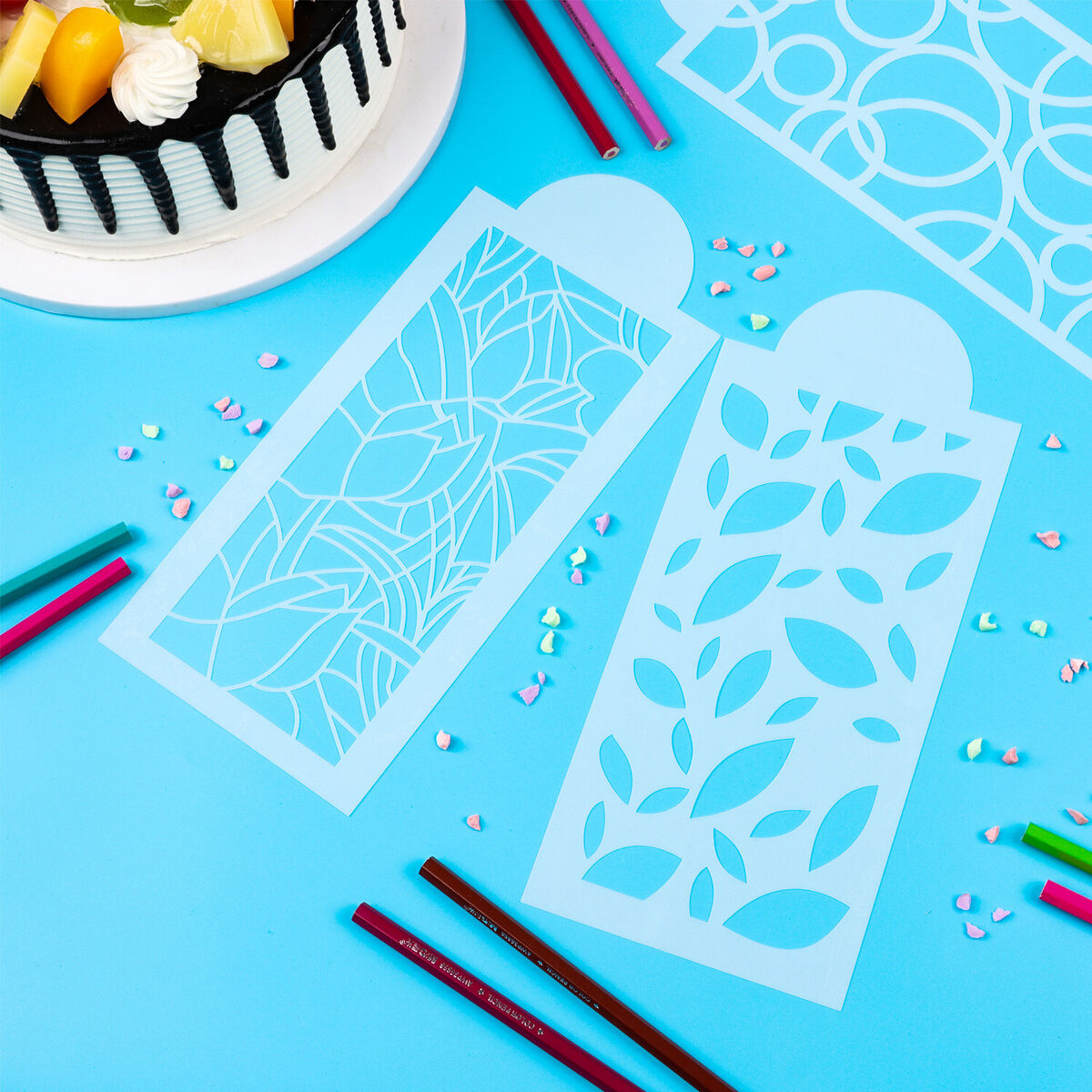 10 Plastic DIY Baking Tool Flower Spray Template Lace Decoration Cake Stencils