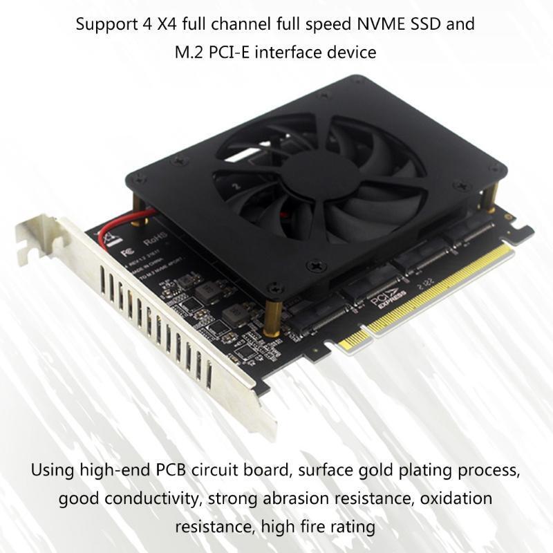 PCI-E Split Card PCI-E 4.0 X16 to NVME M.2 M Key 4 SSDs RAID Array Adapter Card