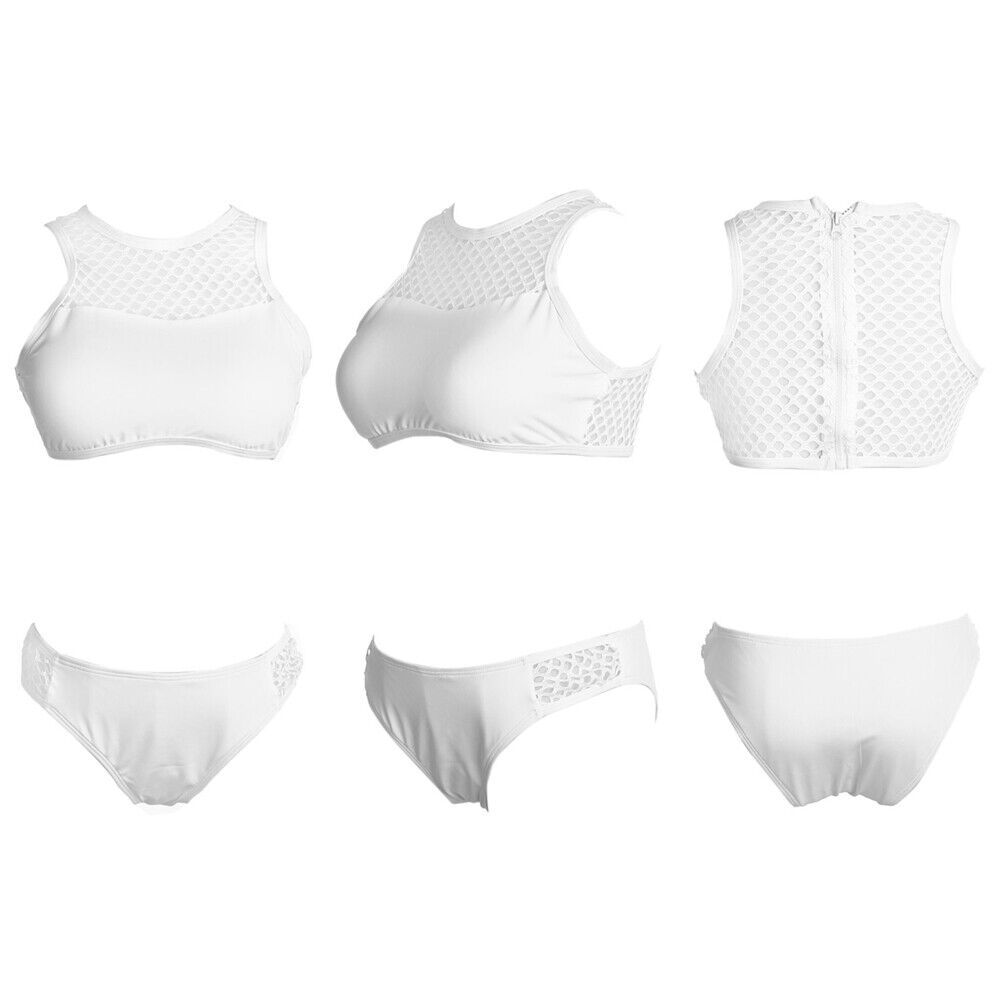 Women Bandage Push up Padded Swimsuit Bathing Beachwear (White)(M)