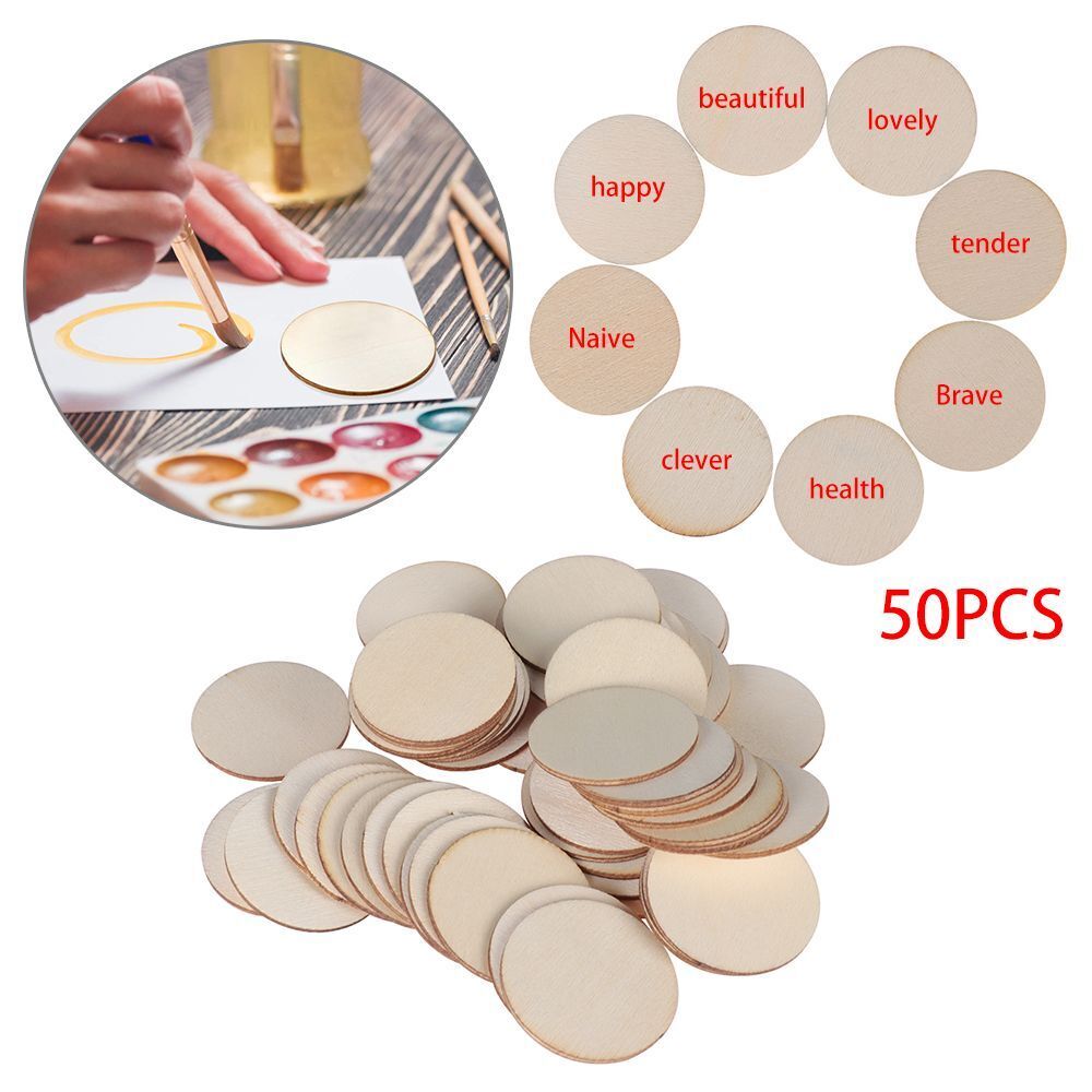 Blank Handmade Wood DIY Crafts Round Wood Pieces Wooden Slice Home Ornaments