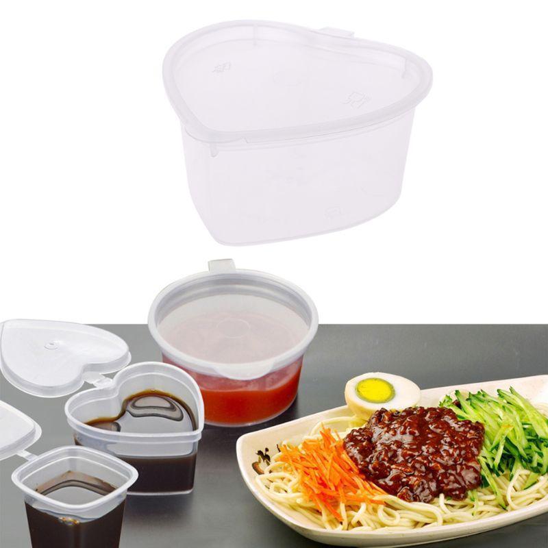 10Pcs Disposable Jello Shot Cups Set Of 70ml Heart Shaped Sauce Pot Container
