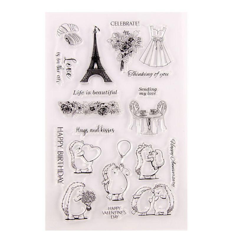 Tower Hedgehog Silicone Clear Seal Stamp DIY Scrapbooking Embossing Photo Album