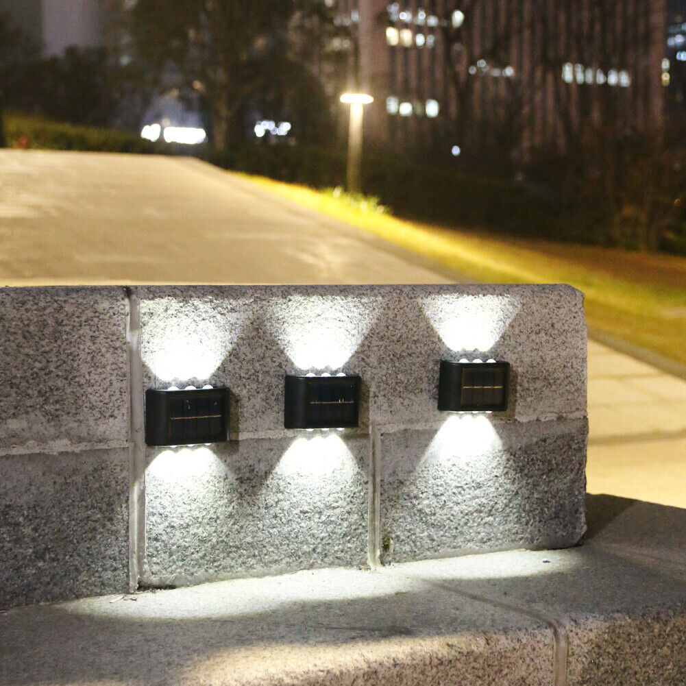 2x Solar Wall Lamp Outdoor Balcony Fence Path Garden Decor (White 6LED)
