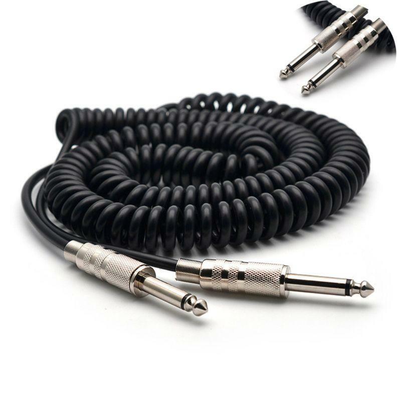 5m Guitar Bass Spring Mini-Plug Cable Line Connector 6.35mm Straight Angle Plug