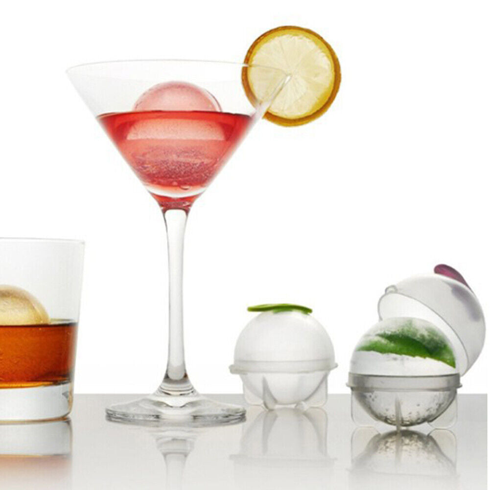 4pcs Round Ice Balls Maker Tray for Large Sphere Molds Cube Whiskey (S)