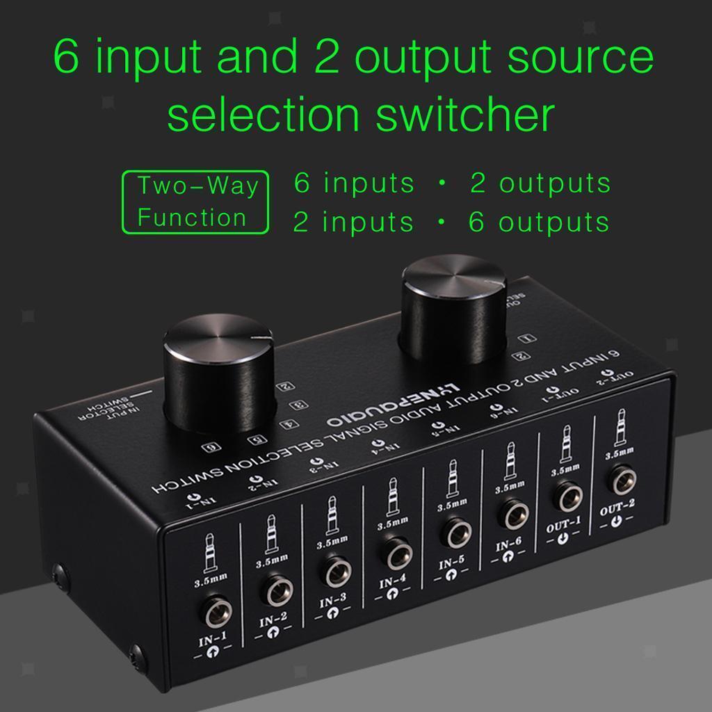 3.5mm 6 Input 2 Output Port AV  Video Switcher Switch Selector Box