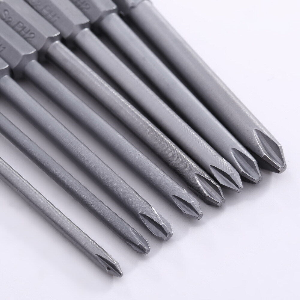 8pcs 75mm Magnetic Long Hex Cross Head Screwdriver Bits Electric Screwdrive