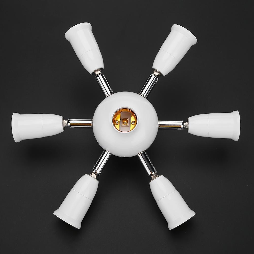 Adjustable E27 Splitter 7 Heads Lamp Base LED Bulb Adapter Holder Socket