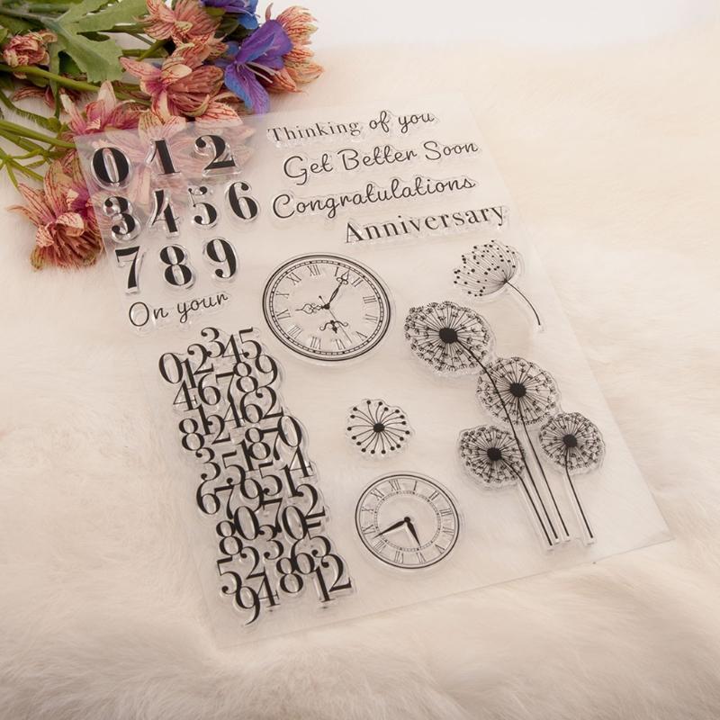 Number Clock Silicone Clear Seal Stamp DIY Scrapbooking Embossing Photo Album