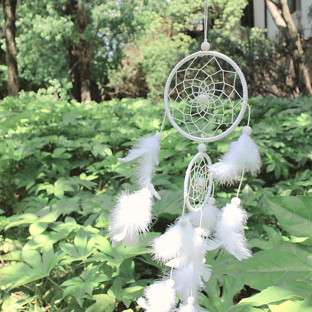 Handmade Dream Catcher Feather Wall Car Hanging Decoration Ornament White
