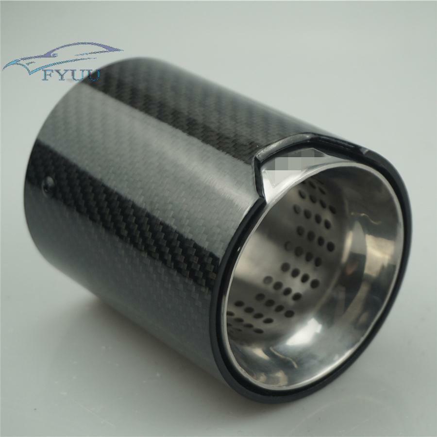 1 Pair Glossy 100% Real Carbon Fiber Exhaust Tip Exhaust Pipe For BMW M5 F90