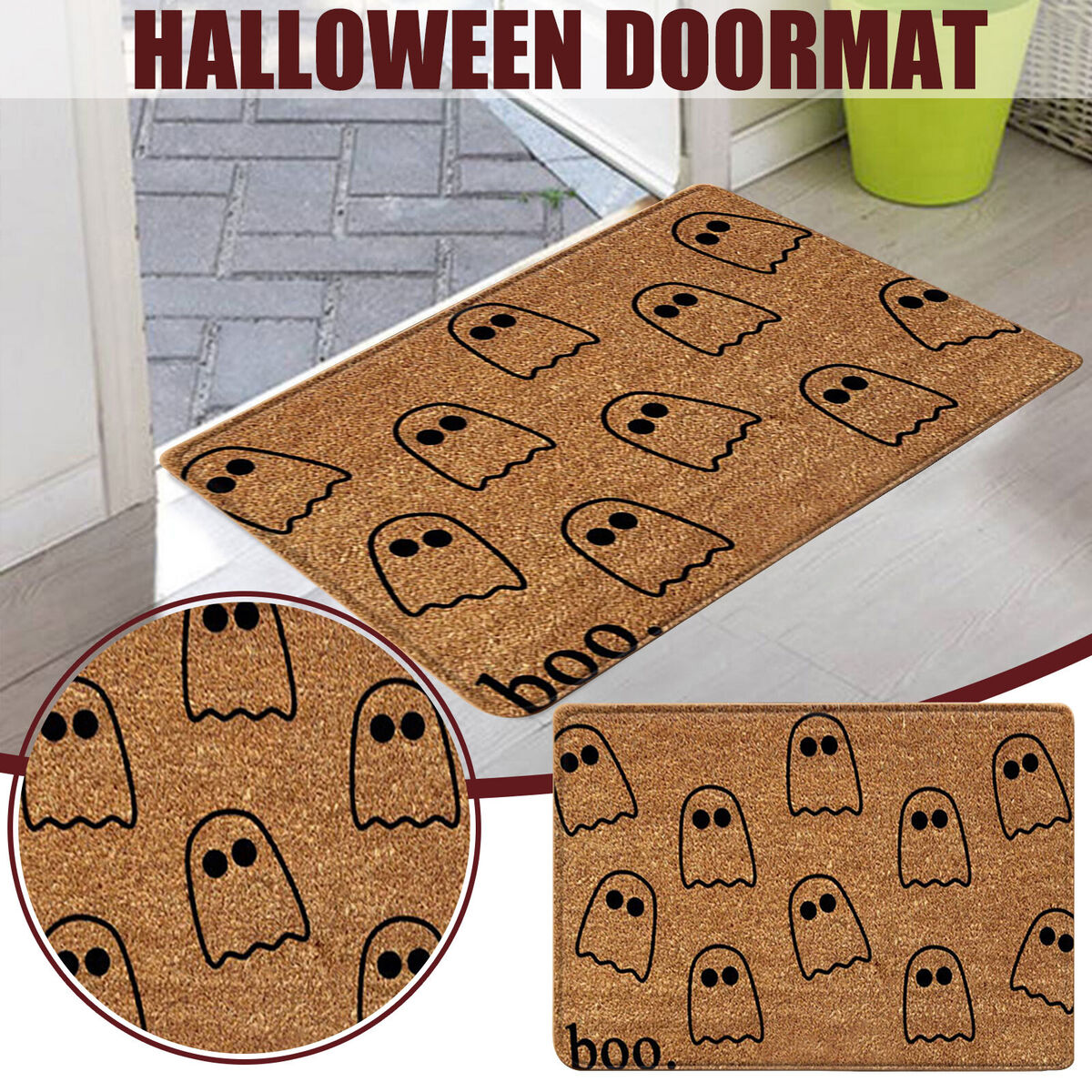 Halloween Door Mat-Polyester Cartoon Letter Non-Slip Decor (PJ210727-A019)