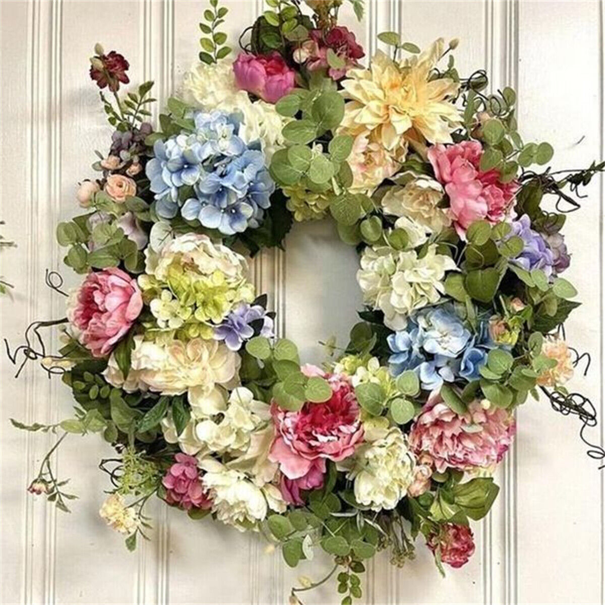 Rainbow Hydrangea Wreath Front Door Spring Rainbow Flowers Garland Home Decor