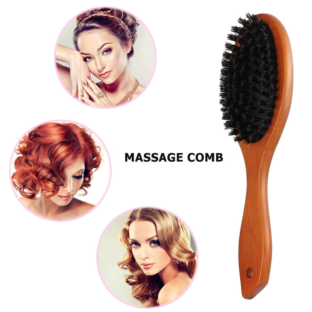 Wooden Handle Bristles Salon Hair Brush Anti-static Scalp Massage Combs