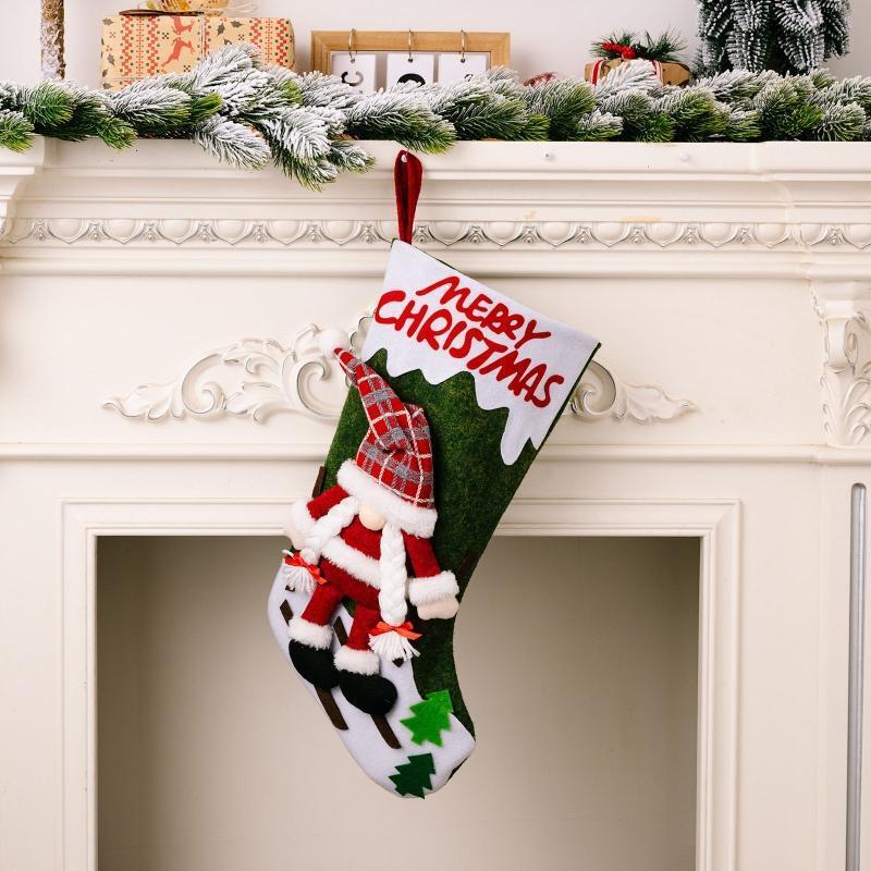 Merry Christmas Gnome Stockings 3pcs/set Hanging Pendant Festival Party Decor
