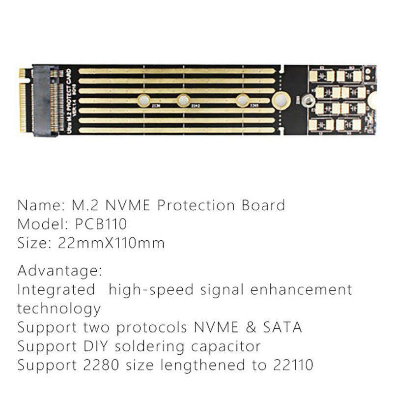 M.2 NVME Extend Protection Card 2280 to 22110 SSD DIY Power-off Protection Plate