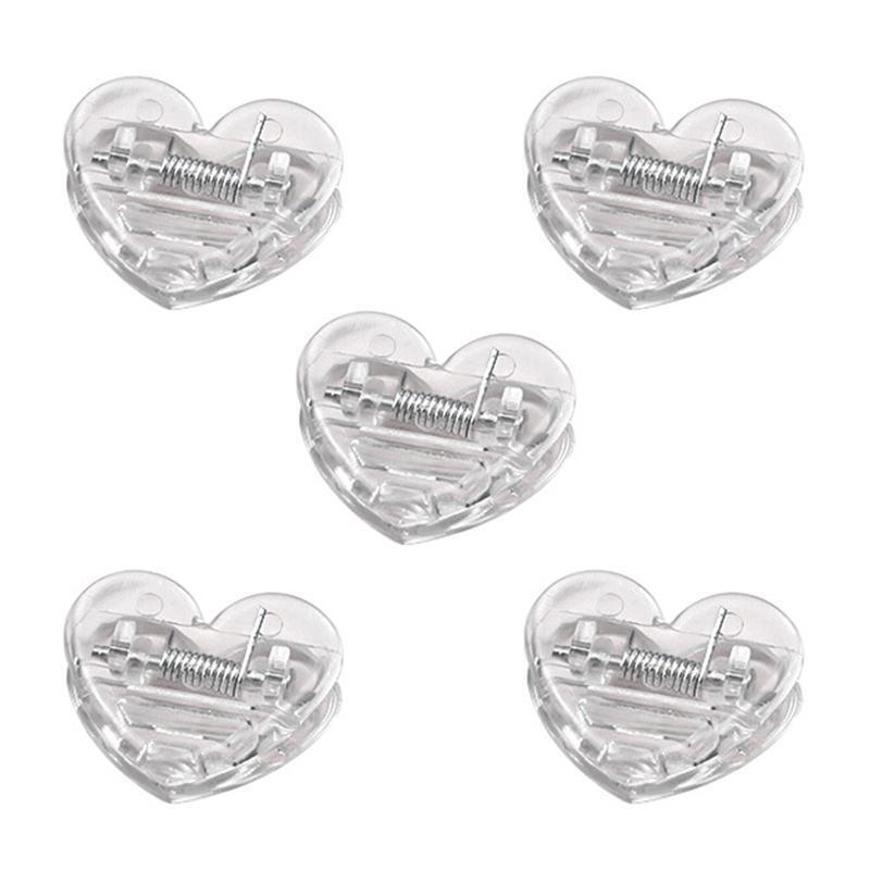 5Pcs Transparent Heart Paper Clamps  Bookmark Clip for Student Teacher School