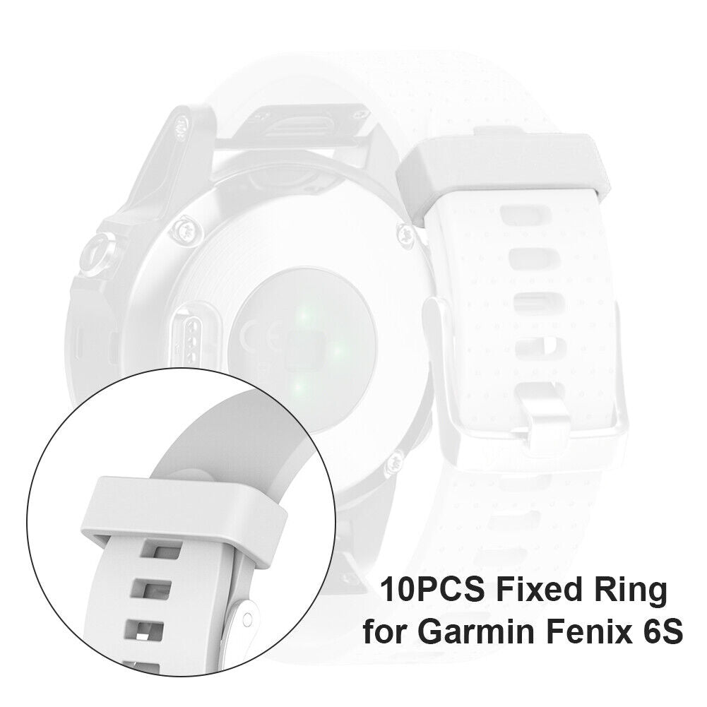10x Silicone Band Keeper Loop for Garmin Fenix 6S Pro 6S 5S Plus 5S (White)