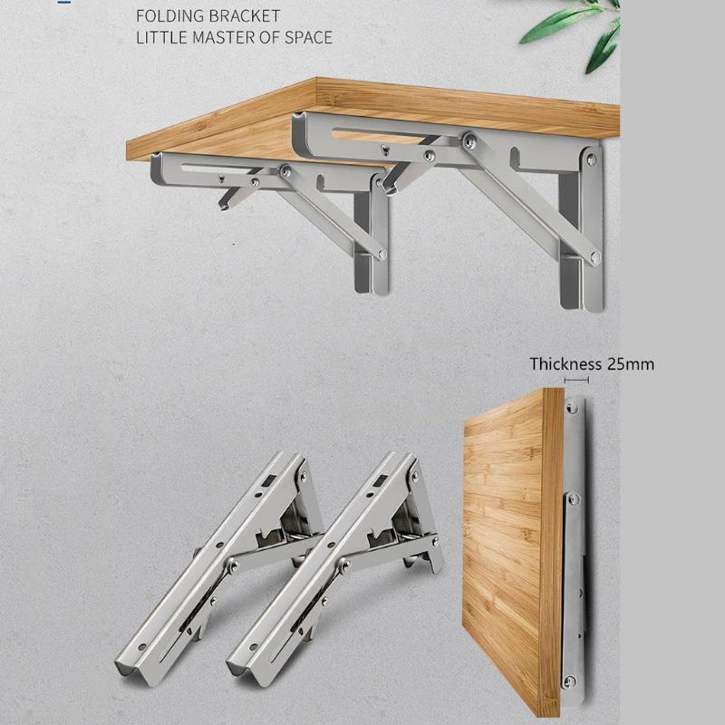 2 Pcs 8-18'' Metal Collapsible Shelf Bracket Reinforced Folding Shelf Brackets