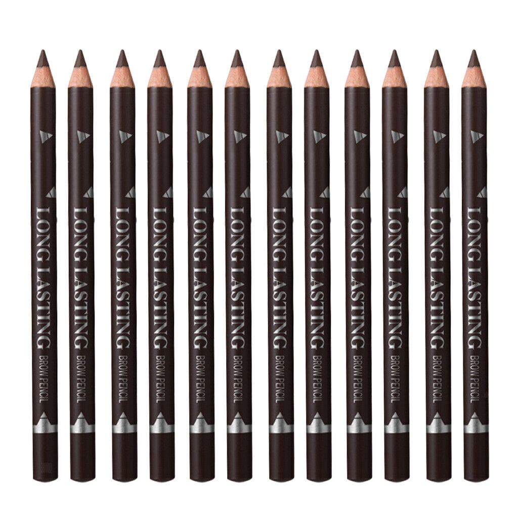 12pcs Waterproof  Eyebrow Makeup Pencil Eye Brow  Dark Brown