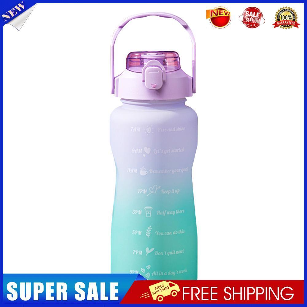 2000ML Large Capacity Water Bottle Plastic Cup with Time Scale (Purple)