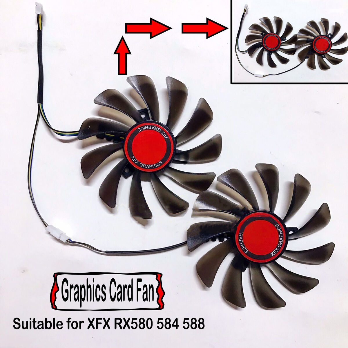 For XFX RX580 584 588 Part Graphics Card Dual Cooling Fan Video Card Cooler Fan